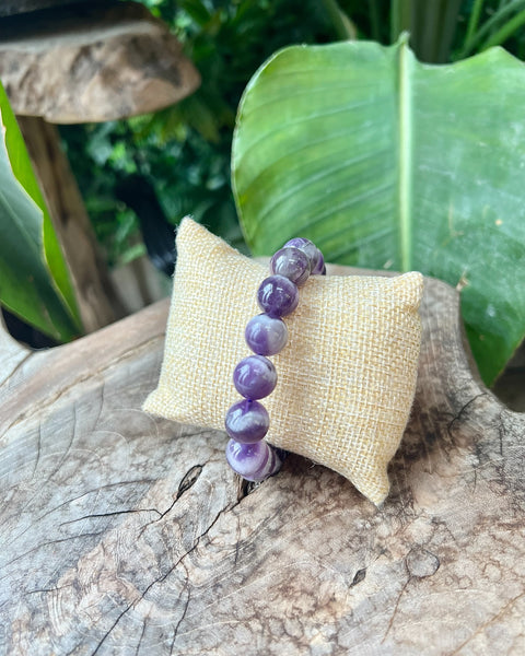 Chevron Amethyst Beaded Bracelet