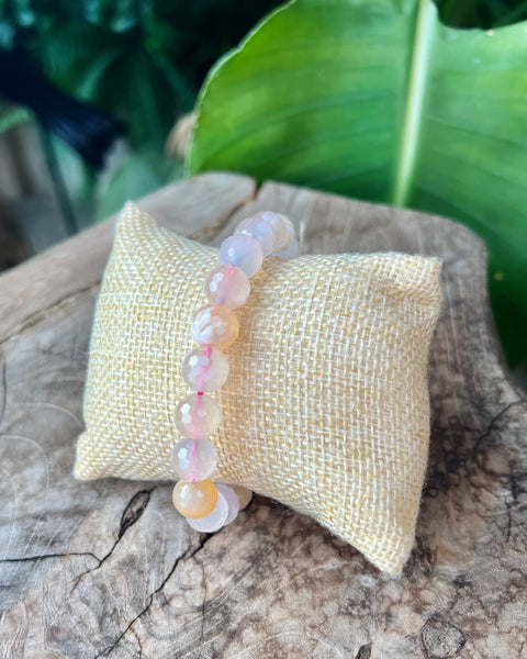 Flower Agate Faceted Bracelet