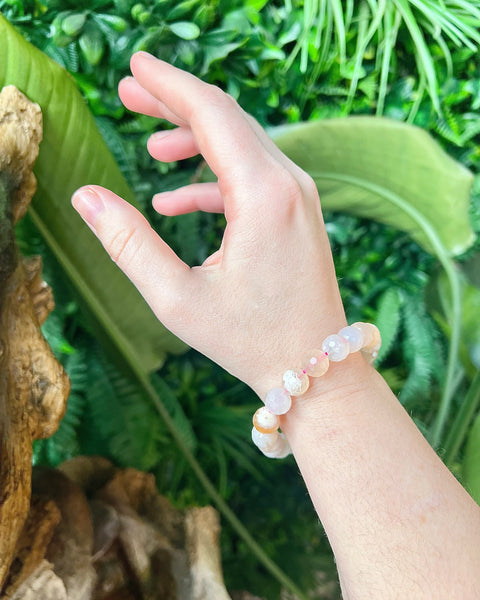 Flower Agate Faceted Bracelet