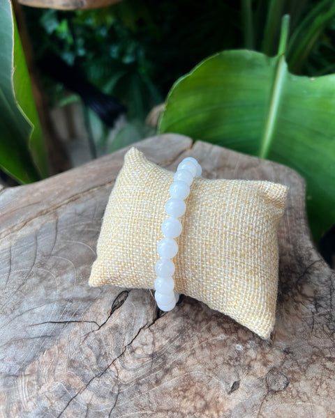 White Jade Beaded Bracelet