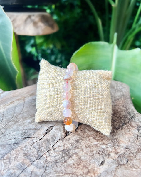 Flower Agate Beaded Bracelet