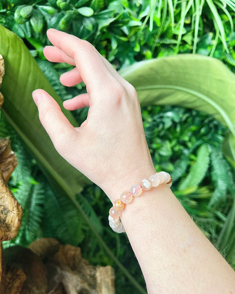 Flower Agate Beaded Bracelet