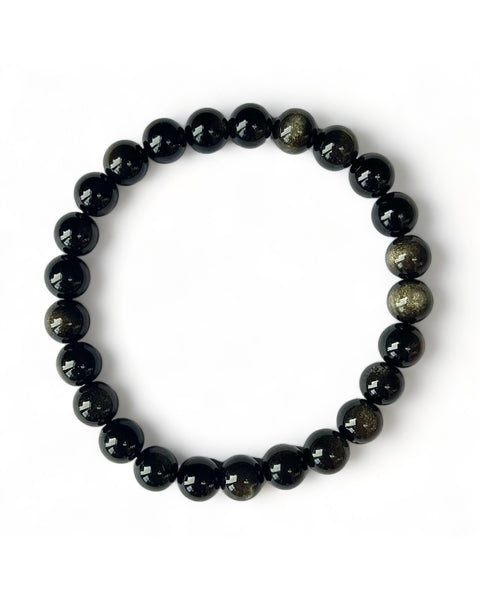 Gold Sheen Obsidian Beaded Bracelet