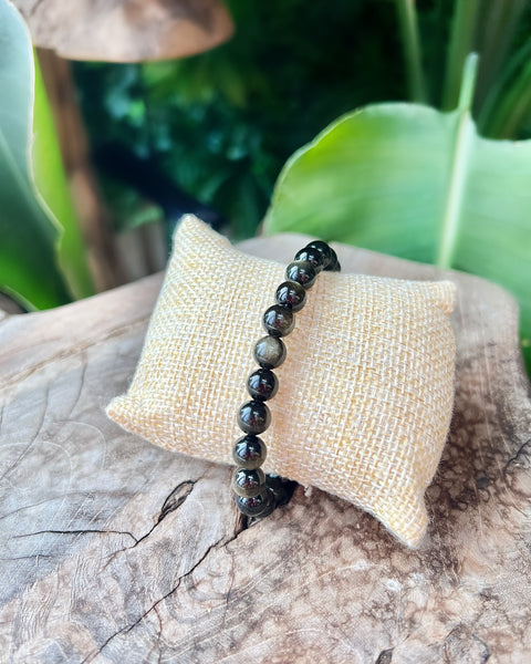 Gold Sheen Obsidian Beaded Bracelet