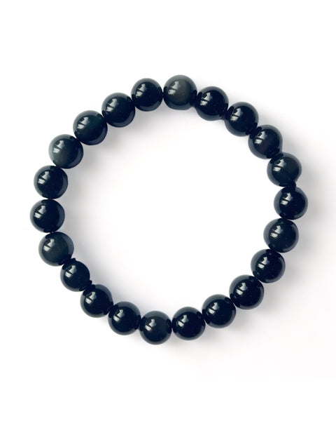 Silver Sheen Obsidian Beaded Bracelet