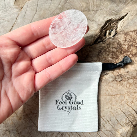 Clear Quartz Thumb Worry Stone