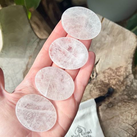 Clear Quartz crystal thumb / worry Stone