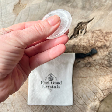 Clear Quartz Thumb Worry Stone