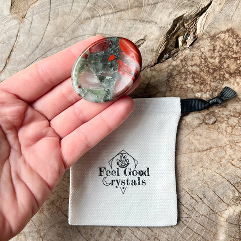 Bloodstone Thumb Worry Stone