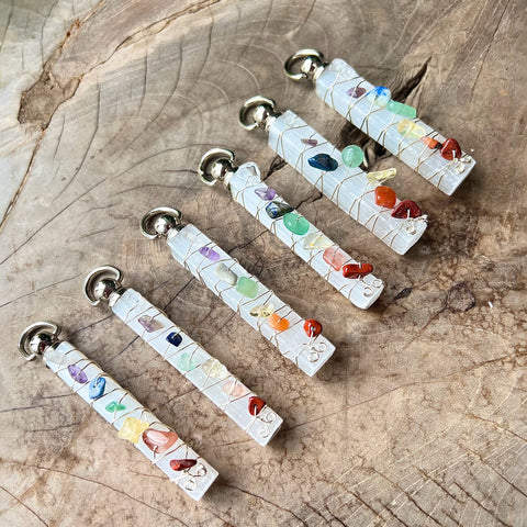Chakra Selenite Pendant