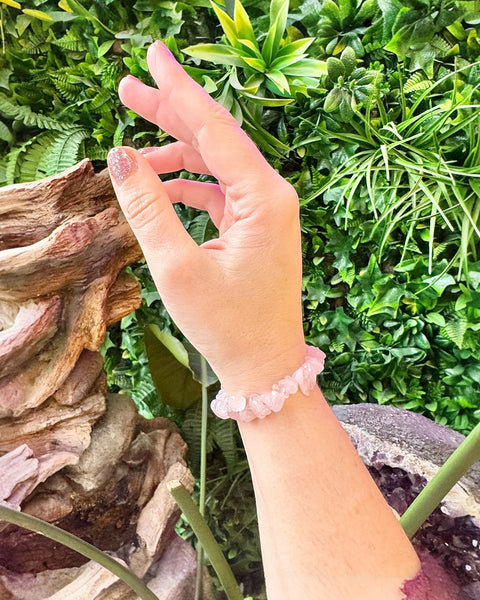 Rose Quartz Chip Bracelet
