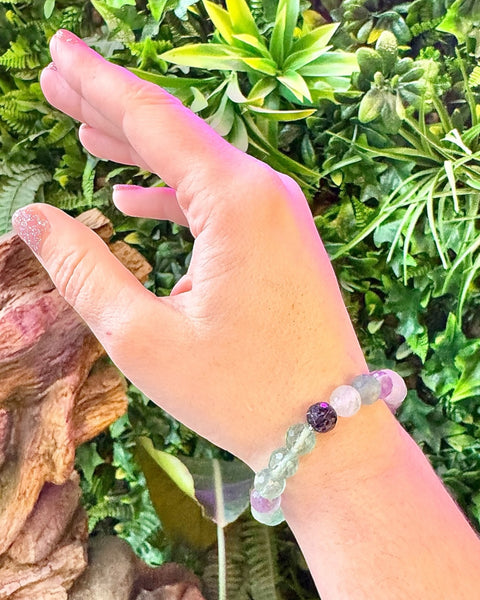 Fluorite Faceted Beaded Bracelet
