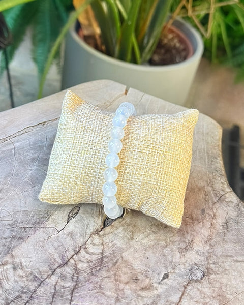 White Agate Beaded Bracelet