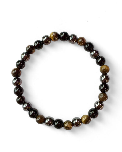 Tigers Eye & Hematite & Obsidian Beaded Bracelet