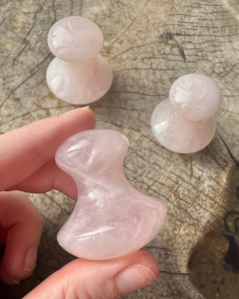Rose quartz mushroom facial massager
