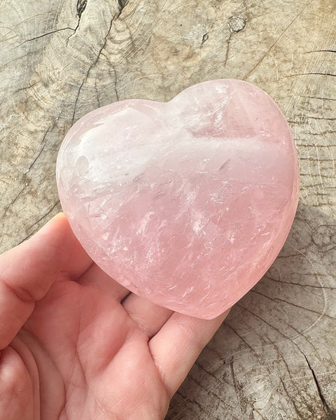 Rose quartz puffy heart on stand