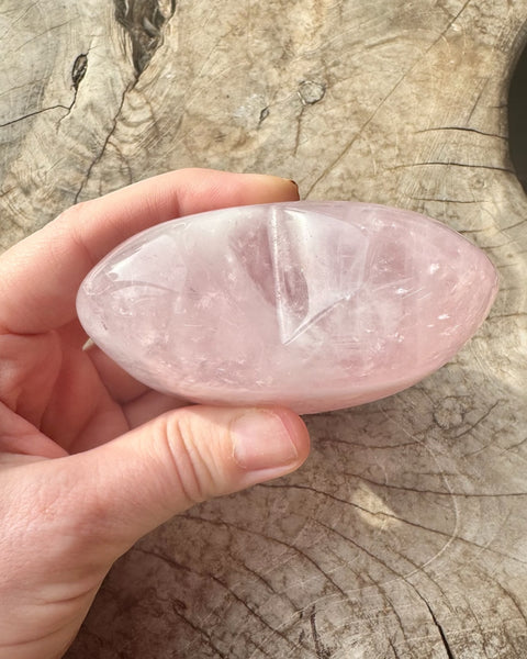 Rose quartz puffy heart on stand