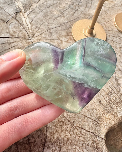 Fluorite puffy heart on stand