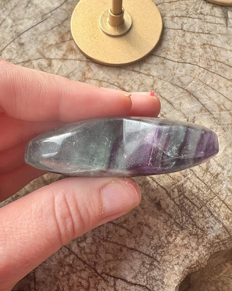 Fluorite puffy heart on stand