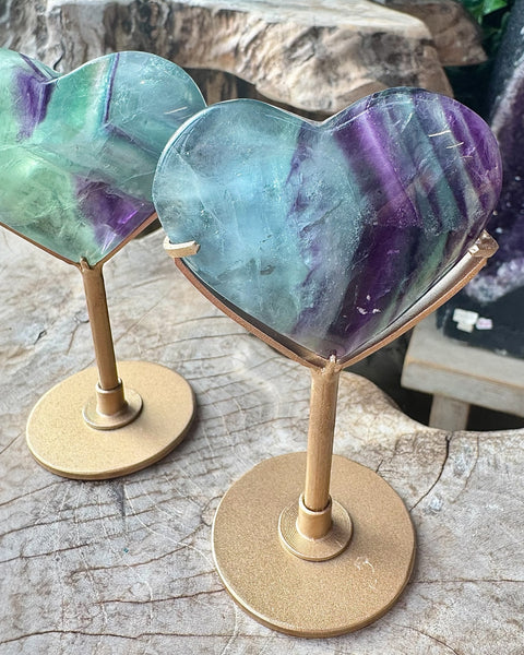Fluorite puffy heart on stand