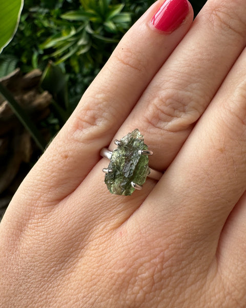 Moldavite Ring - Size J (A)