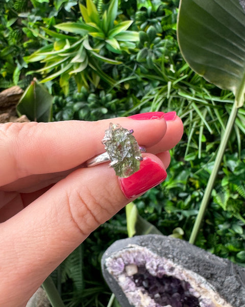 Moldavite Ring - Size J (A)