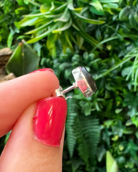 Moldavite Oval Studs