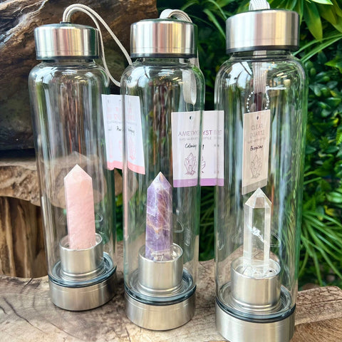 Crystal Infused Glass Water Bottles