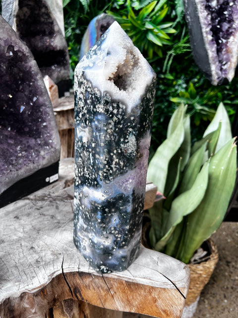 Amethyst & Moss Agate Tower