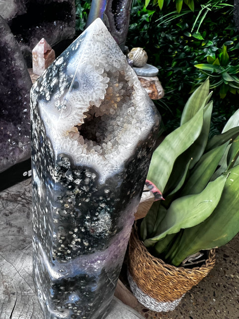 Amethyst & Moss Agate Tower