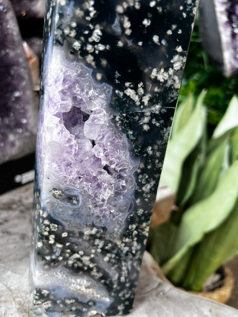 Amethyst & Moss Agate Tower