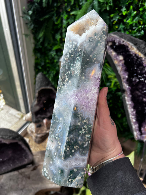 Amethyst & Moss Agate Tower