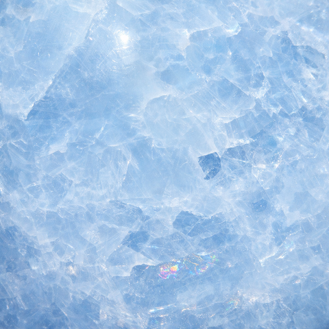 Blue calcite close up