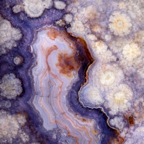 Blue flower agate crystal collection