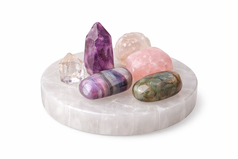 Selenite cleanse & charge bowls & plates