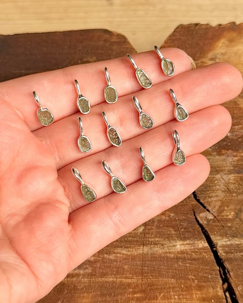 Moldavite Sterling Silver Mini Pendants / Charms