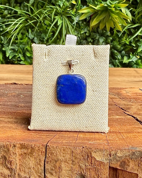 Lapis lazuli & sterling silver square pendant (2)