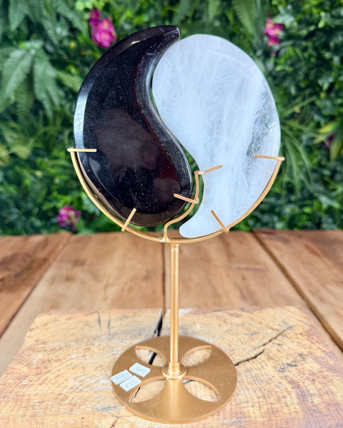 Yin Yang carving on stand