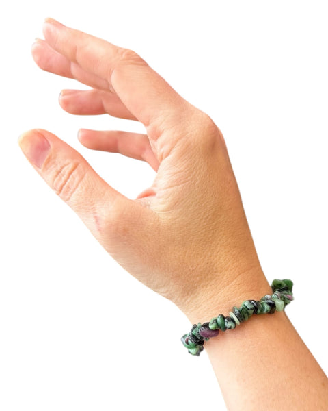 Ruby zoisite chip bracelet