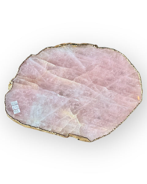 Gold plated rose quartz platter (A)