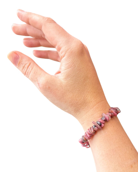 Rhodonite chip bracelet