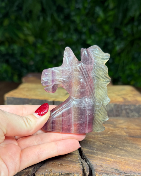 Fluorite unicorn carvings