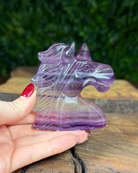 Fluorite unicorn carvings