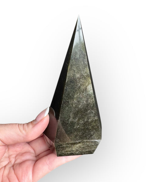 Golden sheen obsidian point