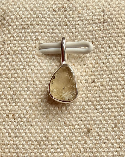 Mini Libyan desert glass & sterling silver pendant / charm