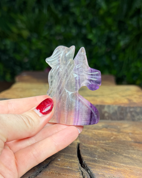 Fluorite unicorn carvings