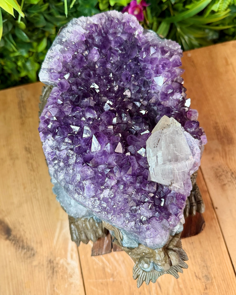 Amethyst & calcite longui dragon turtle carving