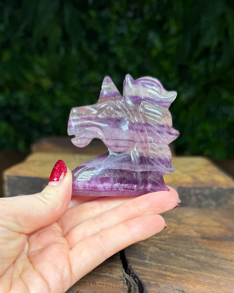 Fluorite unicorn carvings