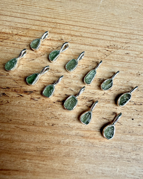 Moldavite Sterling Silver Mini Pendants / Charms