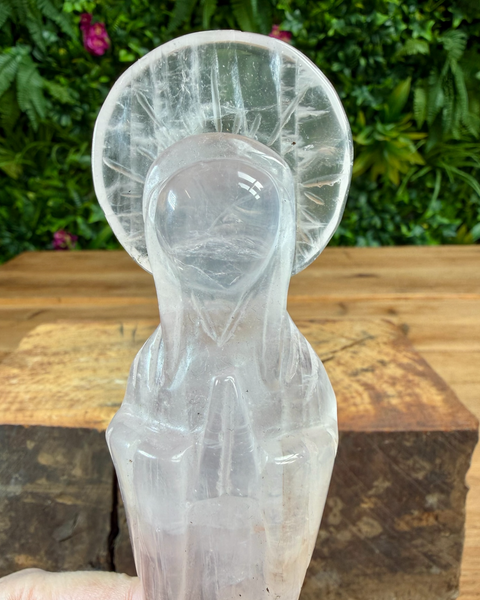 Rose quartz Mother Mary  carving